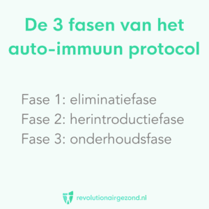 De 3 fasen van het auto-immuun protocol (AIP): eliminatiefase, herintroductiefase, onderhoudsfase