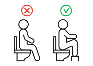 juiste zithouding toilet bij obstipatie